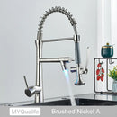 GobekUsa Dual Spout LED Kitchen Faucet 360 Rotate Hot Cold Mixer for Stylish Sink