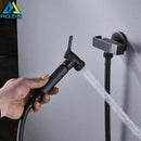 GobekUsa Black Bidet Faucet with Single Handle, Wall Mounted, Cold Water, Brass Sprayer Head