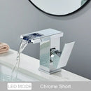 GobekUsa LED Waterfall Basin Faucet - Color Changing, Single Handle, Deck Mounted.