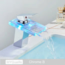 GobekUsa LED Waterfall Basin Faucet - Color Changing, Single Handle, Deck Mounted.