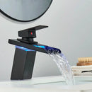 GobekUsa LED Waterfall Basin Faucet - Color Changing, Single Handle, Deck Mounted.