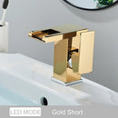 GobekUsa LED Waterfall Basin Faucet - Color Changing, Single Handle, Deck Mounted.