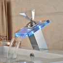 GobekUsa LED Waterfall Basin Faucet - Color Changing, Single Handle, Deck Mounted.
