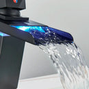 GobekUsa LED Waterfall Basin Faucet - Color Changing, Single Handle, Deck Mounted.