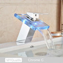GobekUsa LED Waterfall Basin Faucet - Color Changing, Single Handle, Deck Mounted.
