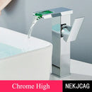 GobekUsa LED Waterfall Basin Faucet: Black Mixer Tap with Light, Deck Mount Kitchen Sink
