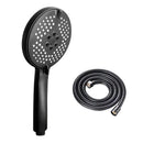 Matte black pressure boost shower head with hose for bathroom by Decorbites