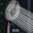 Matte black pressure boost shower head with hose for bathroom by Decorbites