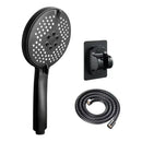 Matte black pressure boost shower head with hose for bathroom by Decorbites