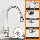 GobekUsa Black Pull Out Kitchen Sink Faucet - Deck Mounted Stream Sprayer Kitchen Mixer Tap