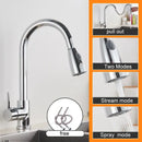 GobekUsa Black Pull Out Kitchen Sink Faucet - Deck Mounted Stream Sprayer Kitchen Mixer Tap