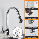 GobekUsa Black Pull Out Kitchen Sink Faucet - Deck Mounted Stream Sprayer Kitchen Mixer Tap