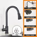 GobekUsa Black Pull Out Kitchen Sink Faucet - Deck Mounted Stream Sprayer Kitchen Mixer Tap