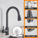 GobekUsa Black Pull Out Kitchen Sink Faucet - Deck Mounted Stream Sprayer Kitchen Mixer Tap