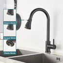 GobekUsa Black Pull Out Kitchen Sink Faucet - Deck Mounted Stream Sprayer Kitchen Mixer Tap