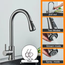 GobekUsa Black Pull Out Kitchen Sink Faucet - Deck Mounted Stream Sprayer Kitchen Mixer Tap