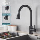 GobekUsa Black Pull Out Kitchen Sink Faucet - Deck Mounted Stream Sprayer Kitchen Mixer Tap