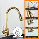GobekUsa Black Pull Out Kitchen Sink Faucet - Deck Mounted Stream Sprayer Kitchen Mixer Tap