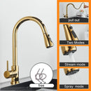 GobekUsa Black Pull Out Kitchen Sink Faucet - Deck Mounted Stream Sprayer Kitchen Mixer Tap