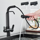 GobekUsa Black 2-in-1 Purification Kitchen Faucet with Flexible Pull Out Nozzle