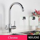 GobekUsa Black Purified Water Kitchen Faucet Hot Cold Mixer Dual Handles Drinking Water Tap