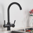 GobekUsa Black Purified Water Kitchen Faucet Hot Cold Mixer Dual Handles Drinking Water Tap