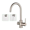 GobekUsa Black Purified Water Kitchen Faucet Hot Cold Mixer Dual Handles Drinking Water Tap