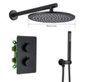 GobekUsa Brass Black Shower Set with Ceiling/Wall Arm, Diverter Mixer, Handheld Spray, 8-16" Rain Head