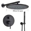 GobekUsa Brass Black Shower Set with Ceiling/Wall Arm, Diverter Mixer, Handheld Spray, 8-16" Rain Head