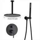 GobekUsa Brass Black Shower Set with Ceiling/Wall Arm, Diverter Mixer, Handheld Spray, 8-16" Rain Head
