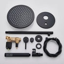 GobekUsa Brass Black Shower Set with Ceiling/Wall Arm, Diverter Mixer, Handheld Spray, 8-16" Rain Head