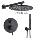 GobekUsa Brass Black Shower Set with Ceiling/Wall Arm, Diverter Mixer, Handheld Spray, 8-16" Rain Head
