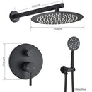 GobekUsa Brass Black Shower Set with Ceiling/Wall Arm, Diverter Mixer, Handheld Spray, 8-16" Rain Head