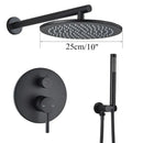 GobekUsa Brass Black Shower Set with Ceiling/Wall Arm, Diverter Mixer, Handheld Spray, 8-16" Rain Head