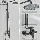 GobekUsa Black Shower Faucet Set with Rainfall Shower Head and Wall Mounted Mixer Tap