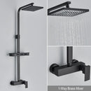 GobekUsa Black Rainfall Shower Faucet Set with Bathtub Tap and Height Adjust Shower Mixer