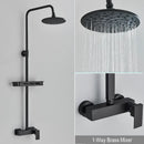 GobekUsa Black Rainfall Shower Faucet Set with Bathtub Tap and Height Adjust Shower Mixer