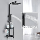 GobekUsa Black Rainfall Shower Faucet Set with Bathtub Tap and Height Adjust Shower Mixer