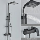 GobekUsa Black Rainfall Shower Faucet Set with Bathtub Tap and Height Adjust Shower Mixer