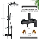 GobekUsa Black Rainfall Shower Faucet Set with Bathtub Tap and Height Adjust Shower Mixer