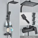 GobekUsa Black Rainfall Shower Faucet Set with Bathtub Tap and Height Adjust Shower Mixer