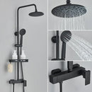 GobekUsa Black Rainfall Shower Faucet Set with Bathtub Tap and Height Adjust Shower Mixer