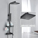 GobekUsa Black Rainfall Shower Faucet Set with Bathtub Tap and Height Adjust Shower Mixer