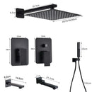 GobekUsa Black Shower Set with Handshower and Rotate Bath Spout