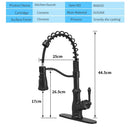 GobekUsa Black Spring Spout Kitchen Faucet Single Lever Pull Out Mixer Tap
