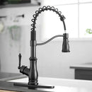 GobekUsa Black Spring Spout Kitchen Faucet Single Lever Pull Out Mixer Tap