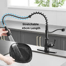 GobekUsa Black Spring Spout Kitchen Faucet Single Lever Pull Out Mixer Tap
