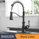 GobekUsa Black Spring Spout Kitchen Faucet Single Lever Pull Out Mixer Tap