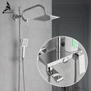 GobekUsa Brass Chrome Round Tube Shower Faucet with Slide Bar and Single Handle