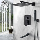 GobekUsa Black Shower Faucet Set with Rainfall Head and Hand Sprayer